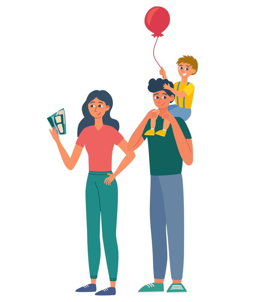 familia feliz. madre, padre e hijo. fiesta. perfil de personas perfecto para redes sociales y presentaciones comerciales, interfaz de usuario, aplicaciones e interfaces. ilustración plana vectorial vector