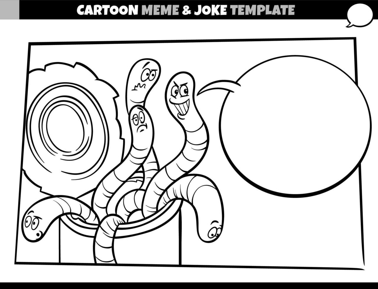 black and white cartoon meme template with can of worms vector