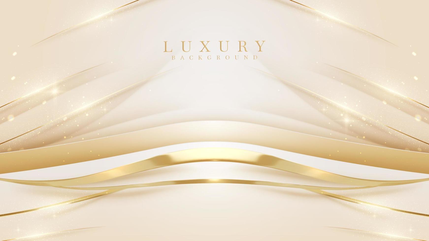 Luxury background with golden curve line elements and glitter light effect decoration. vector