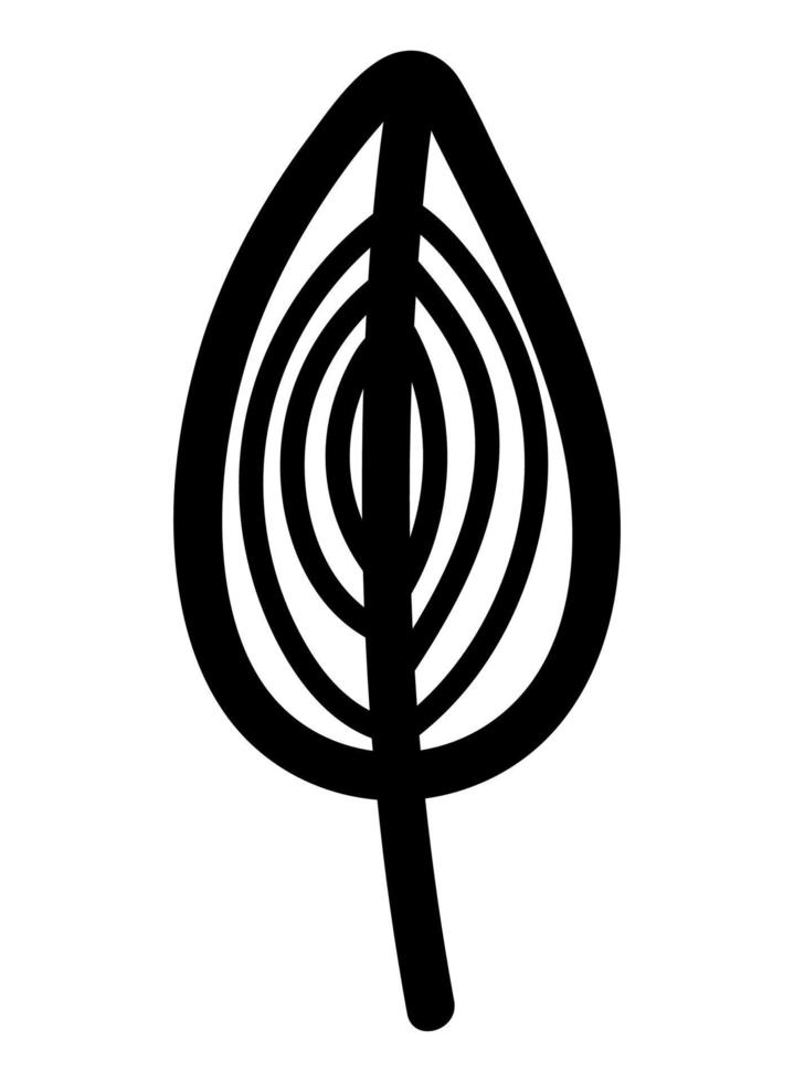 Doodle isolated decorative outline leaf. Hand drawn fallen leaf. Vector autumn illustration.