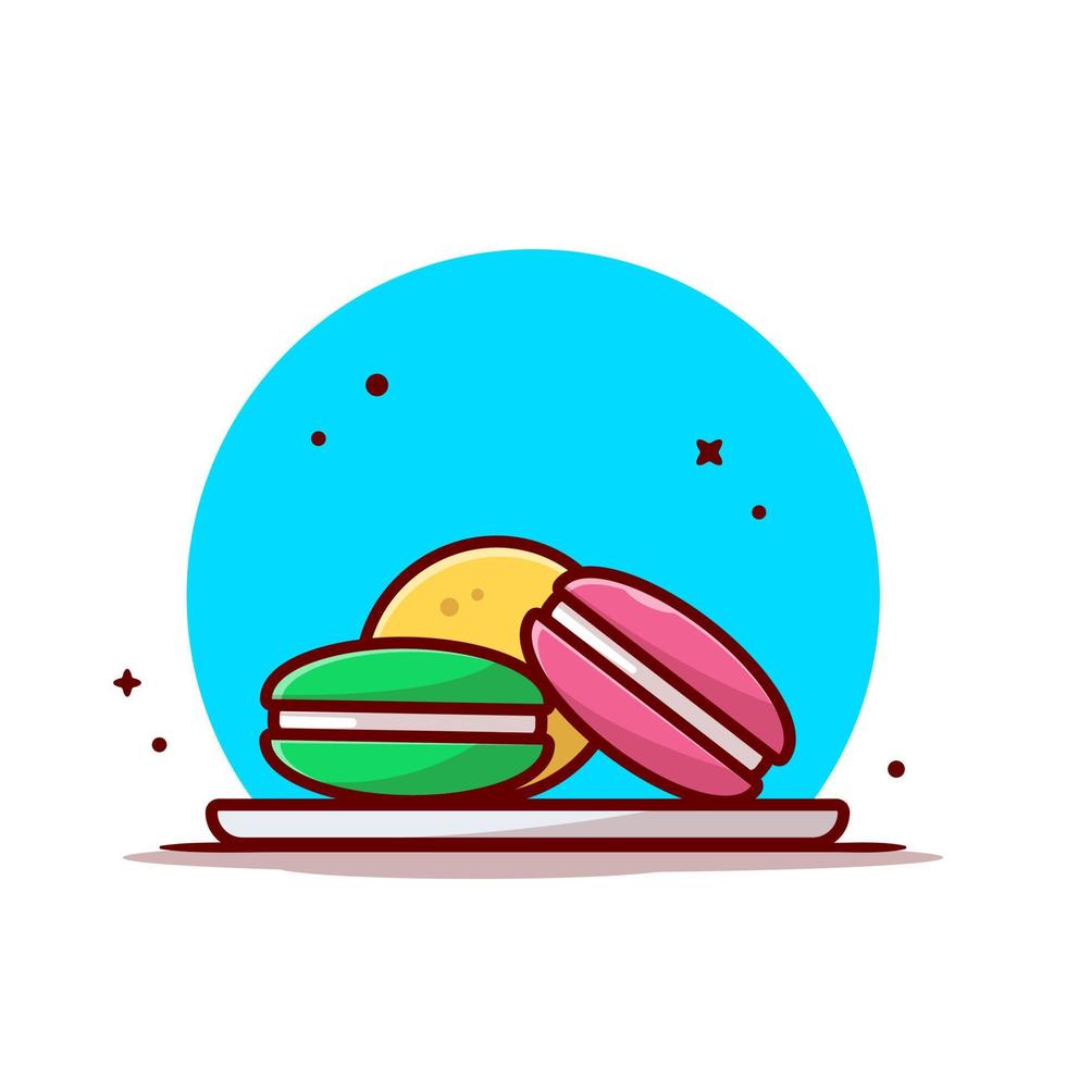 macarrón en la ilustración de icono de vector de dibujos animados de placa. concepto de icono de objeto de comida vector premium aislado. estilo de dibujos animados plana