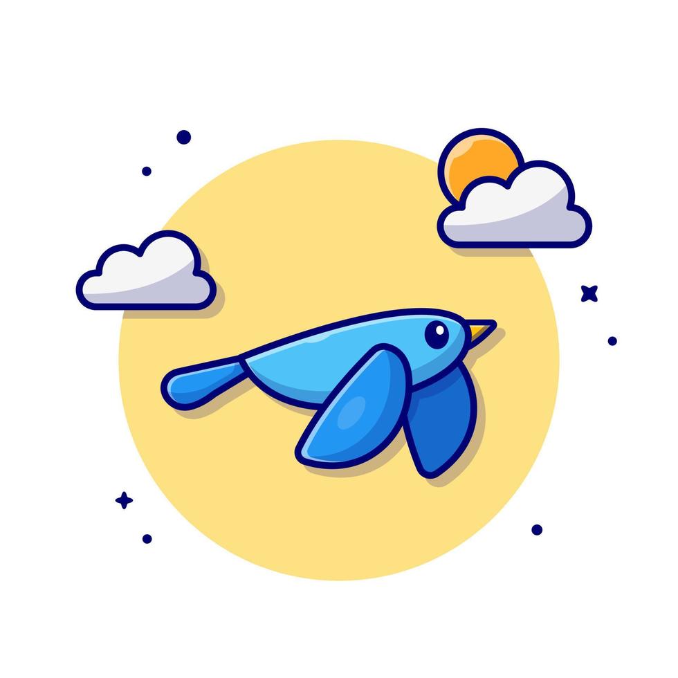 Cute Blue Bird Flying With Cloud And Sun Cartoon Vector  Icon Illustration. Animal Nature Icon Concept Isolated  Premium Vector. Flat Cartoon Style