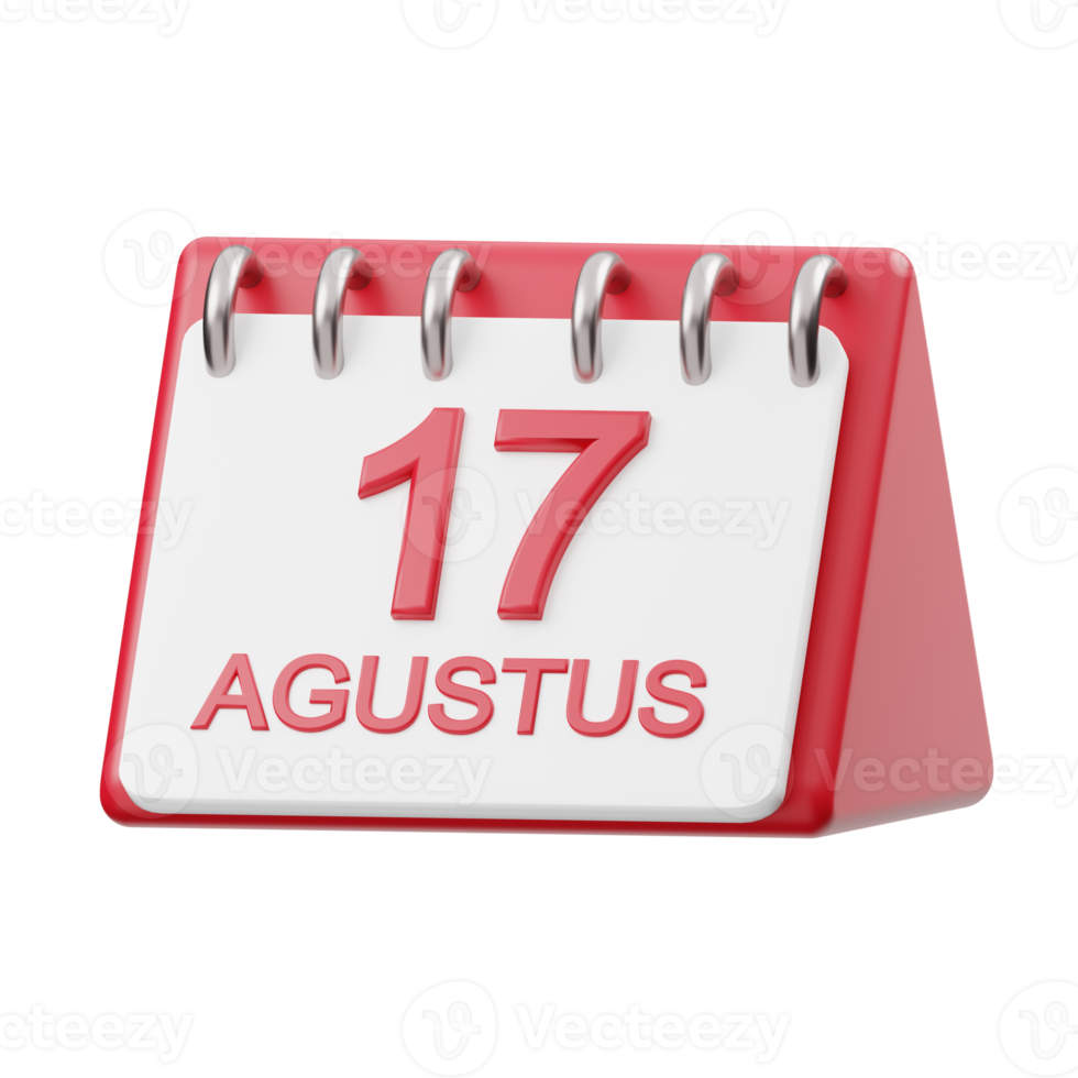 3d calendar illustration with number 17 for Indonesian independence png