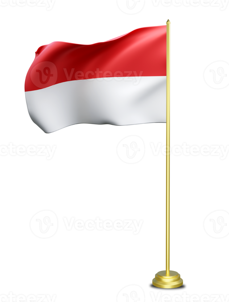 3d rendering of the Indonesian flag fluttering png