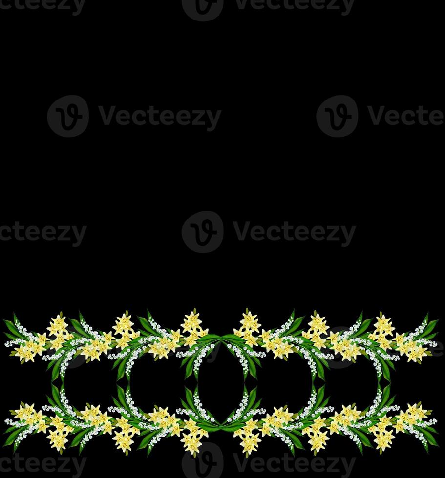 Flower lily isolated on black background. photo