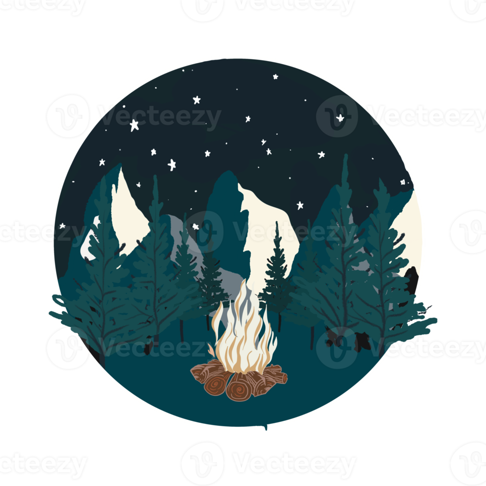 Night Camping land scape scene png