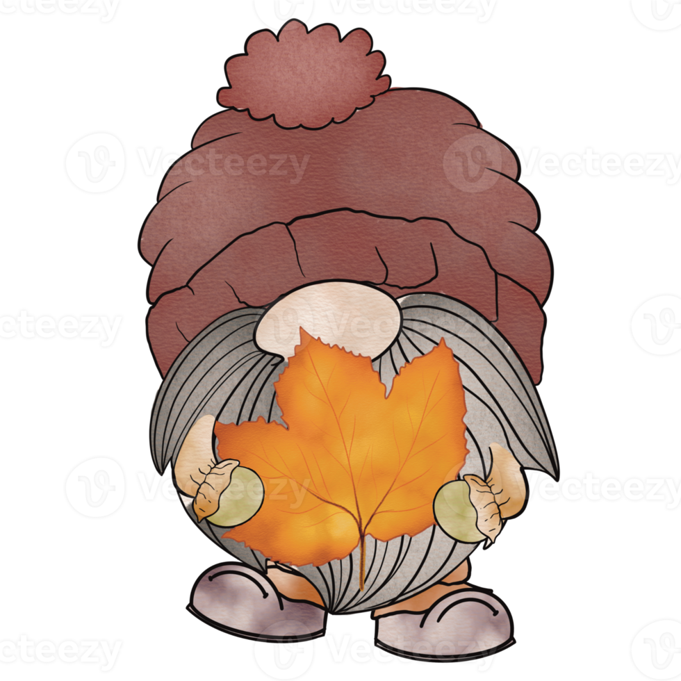 acuarelas gnomo otoño png