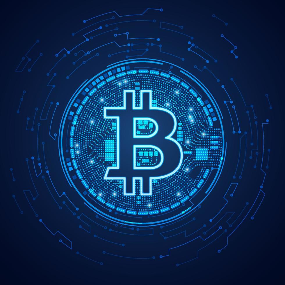 bitcoin punteado azul vector