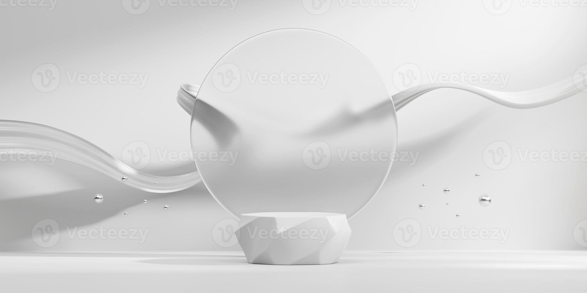Abstract white platform podium showcase for product display 3d rendering photo