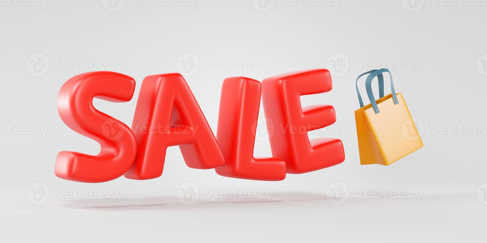 Sale Text isolated on white studio background, 3d rendering photo