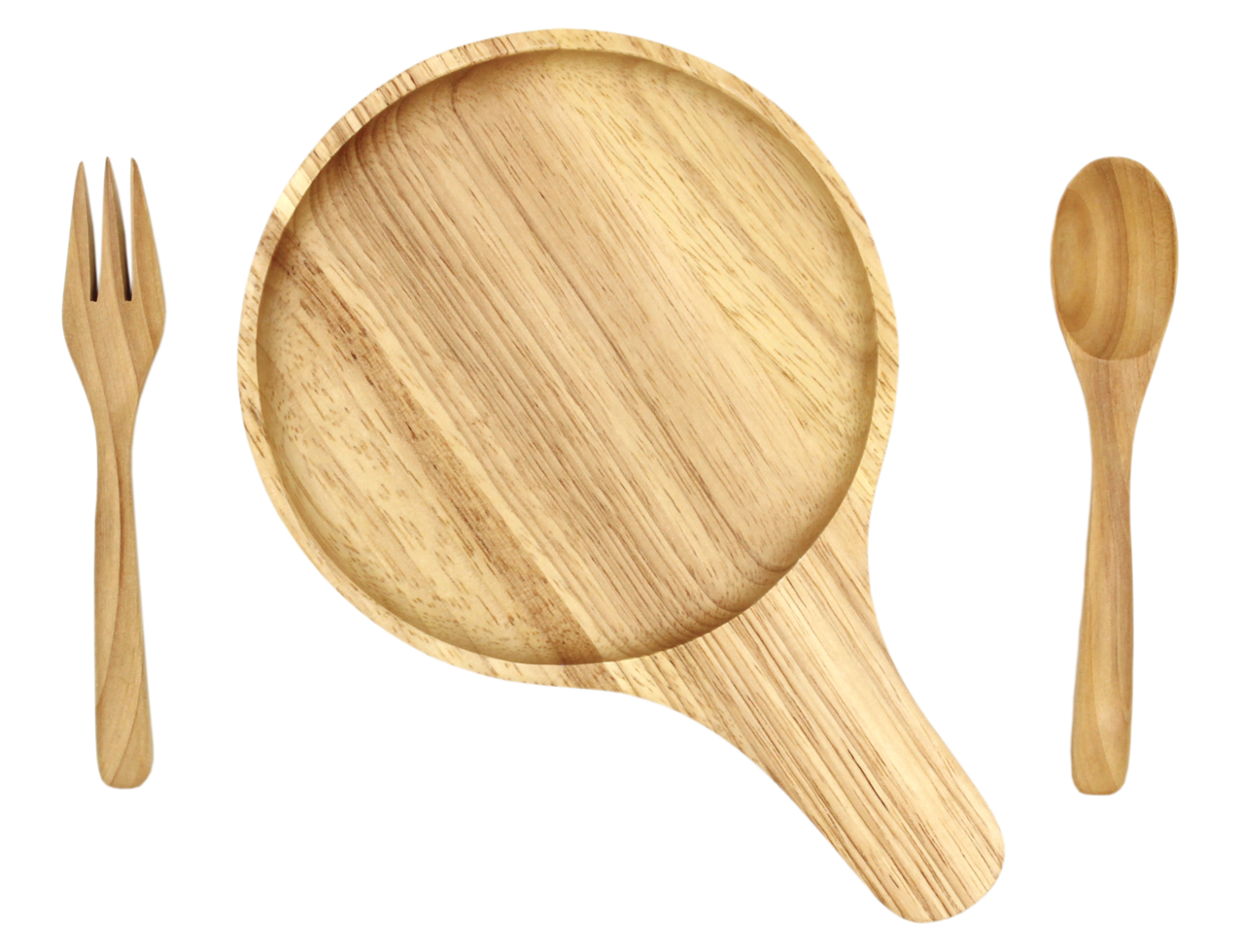 Wooden plate,spoon and fork png