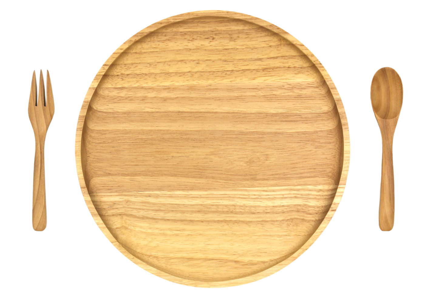 piatto di legno, cucchiaio e forchetta png