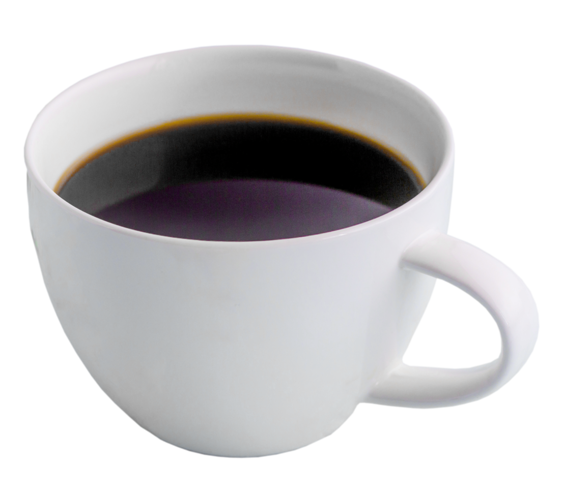 weiße Kaffeetasse mit schwarzem Kaffee png