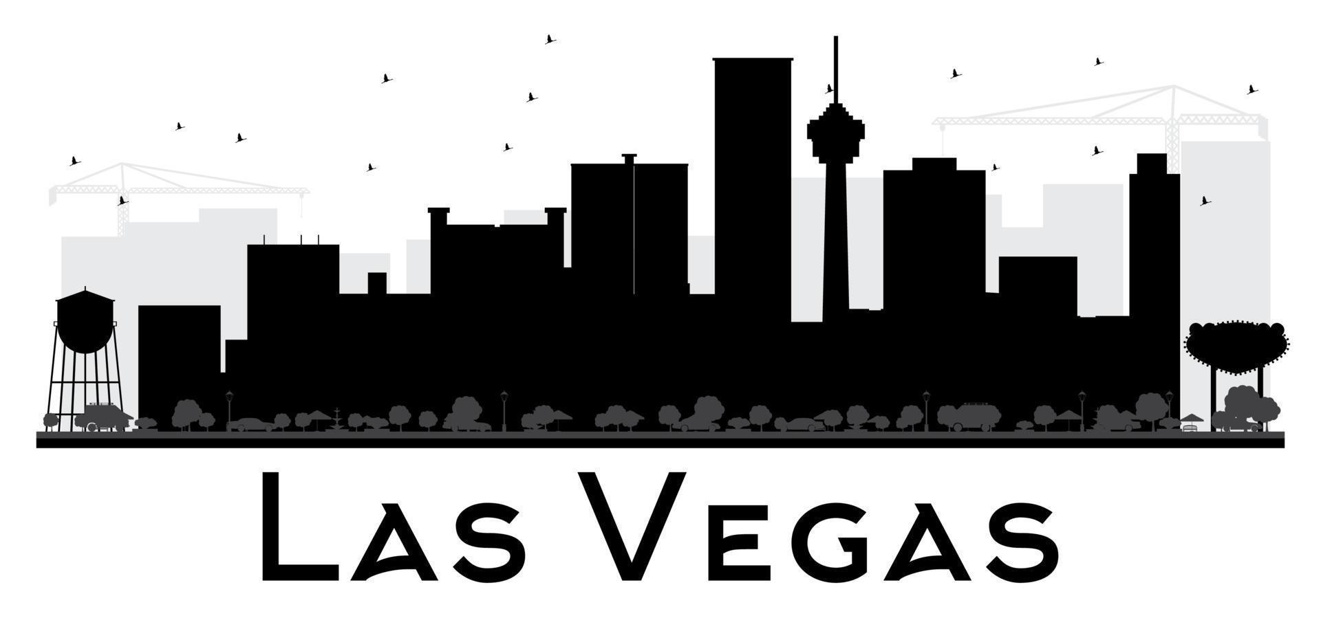 silueta en blanco y negro del horizonte de la ciudad de las vegas. vector