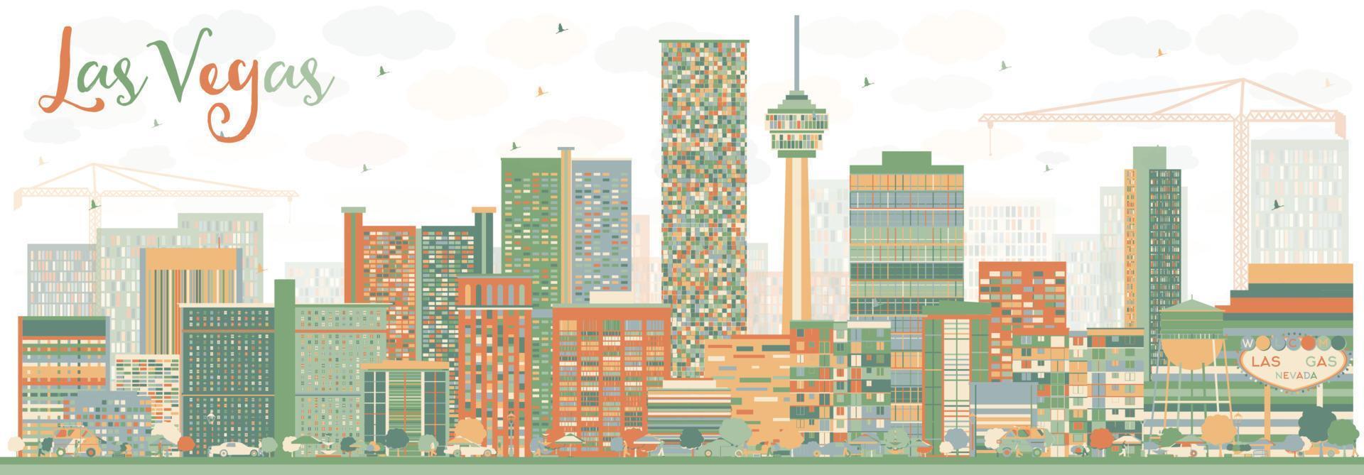Abstract Las Vegas Skyline with Color Buildings. vector