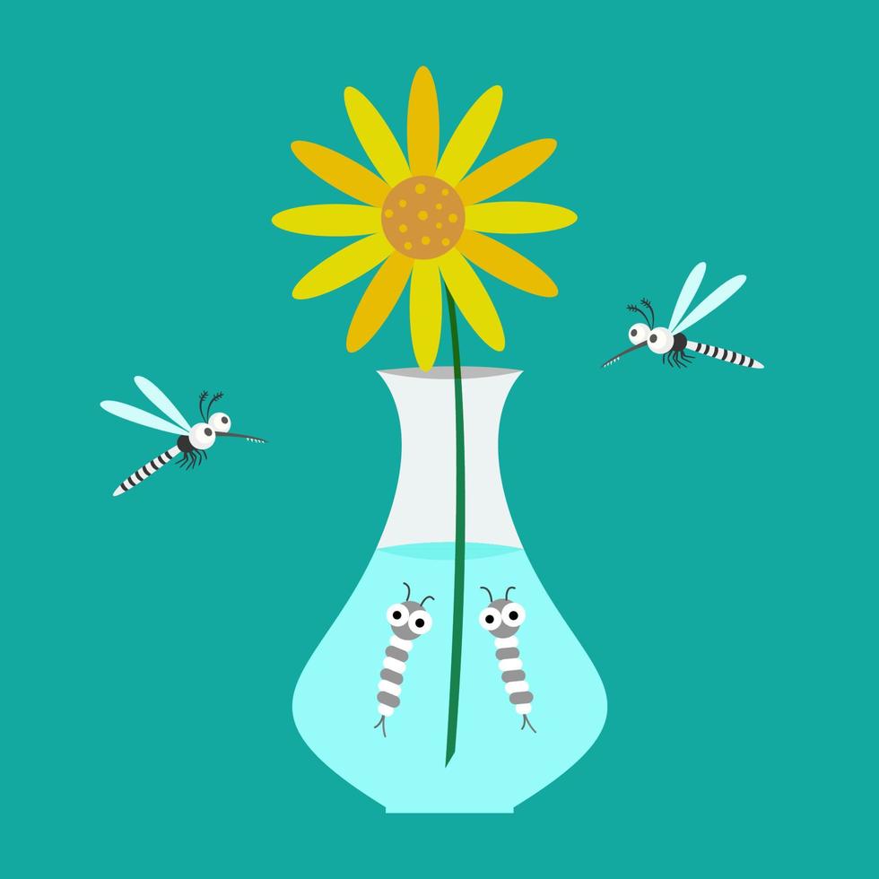 mosquito carrier of dengue virus, zika virus, malaria. mosquitoes control concept. vector illustration