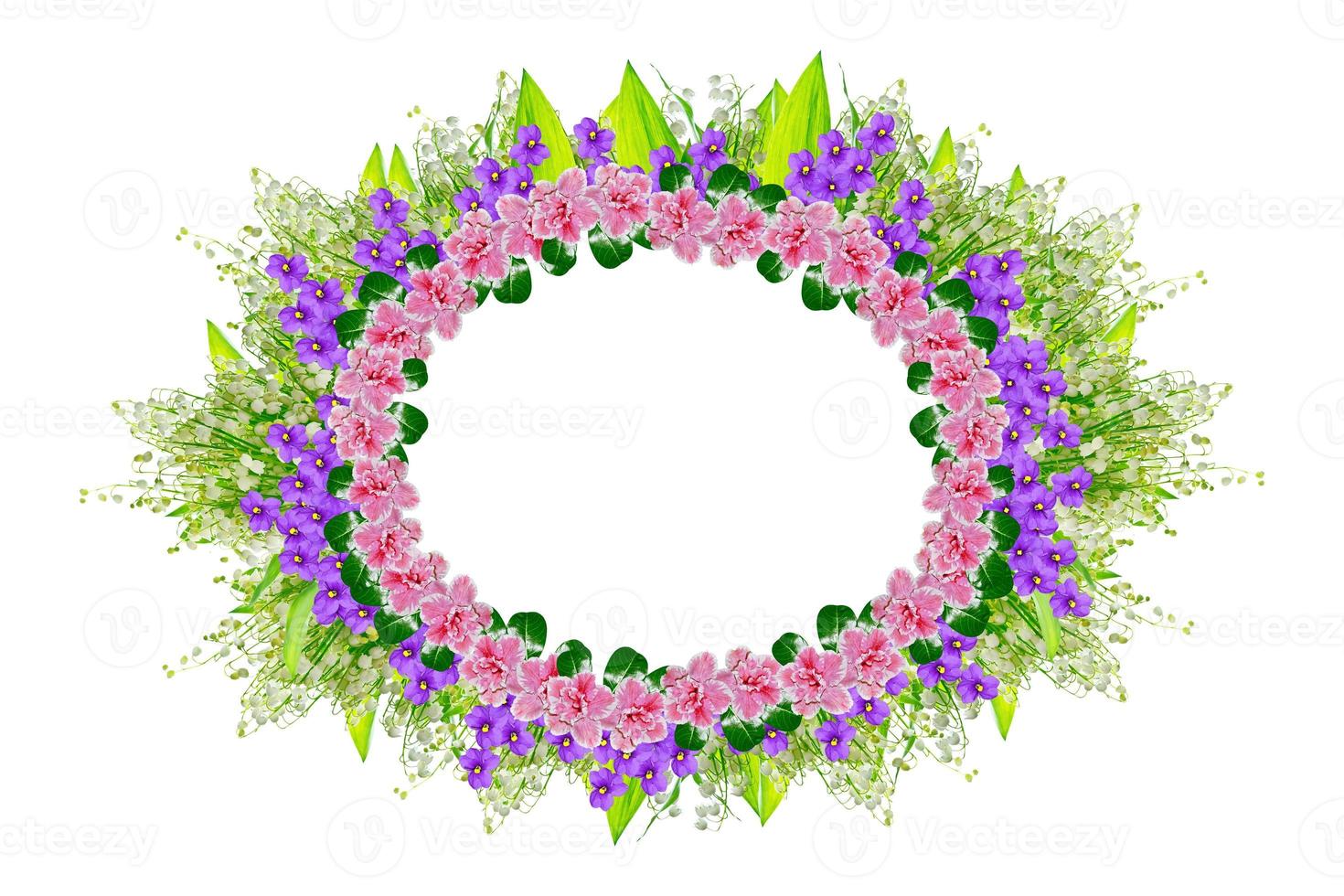 Flower frame and colorful spring flowers. photo