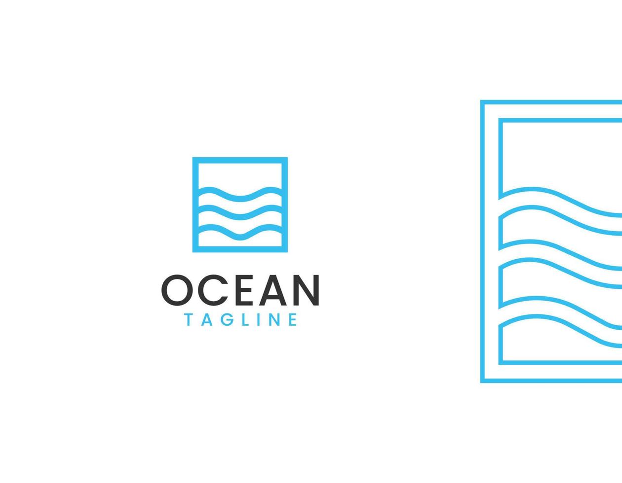 Blue ocean logo template, ocean and box concept vector