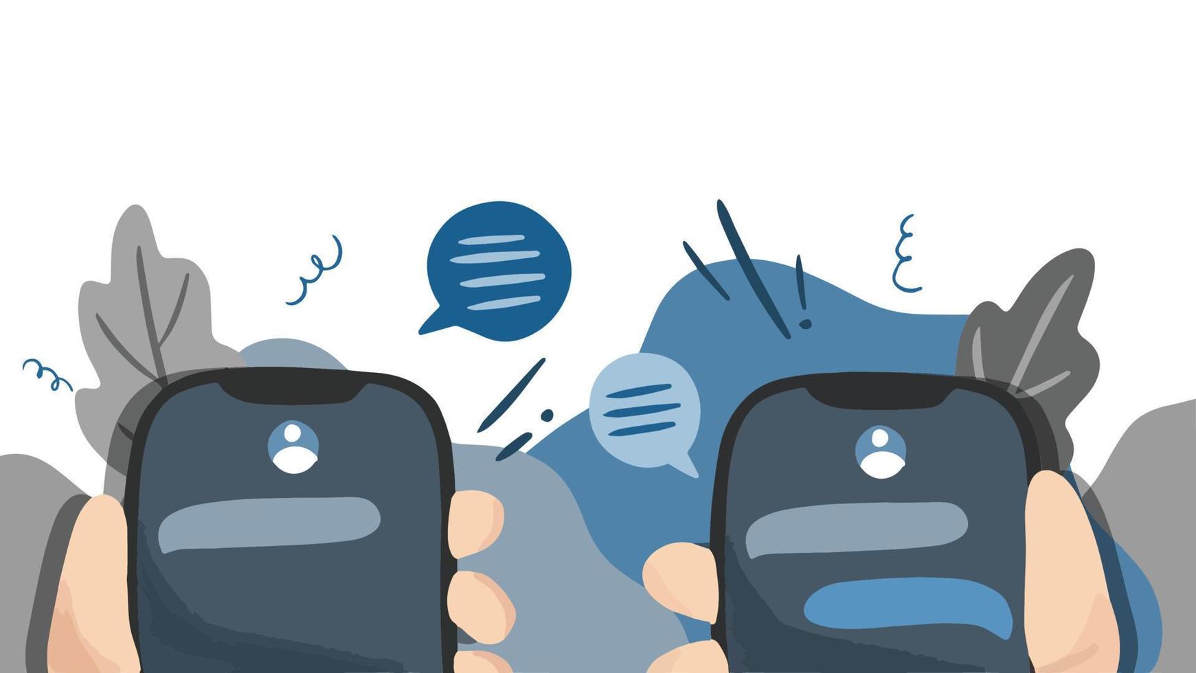 Chatbot concept background with mobile device and chatting template vector