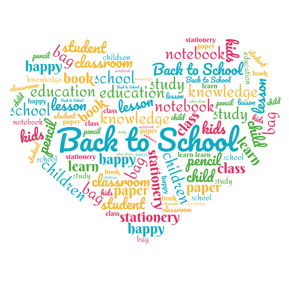 Back to School Love Shape Word Art png