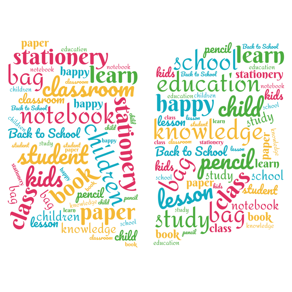 Back to School Book Shape Word Art png