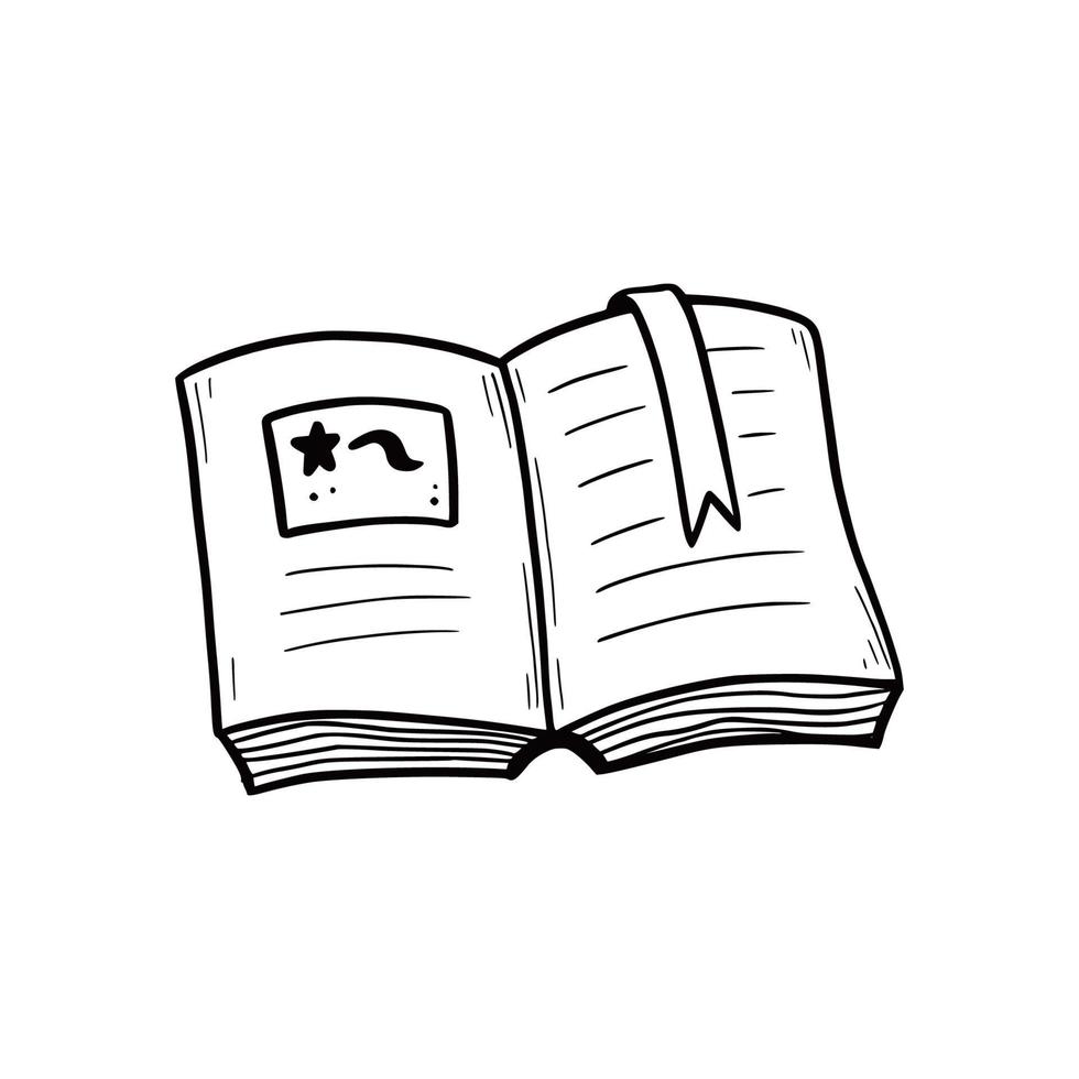 Hand drawn open book with bookmark vector