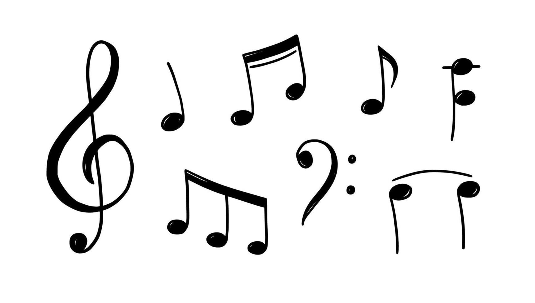 Music note doodle drawn style vector