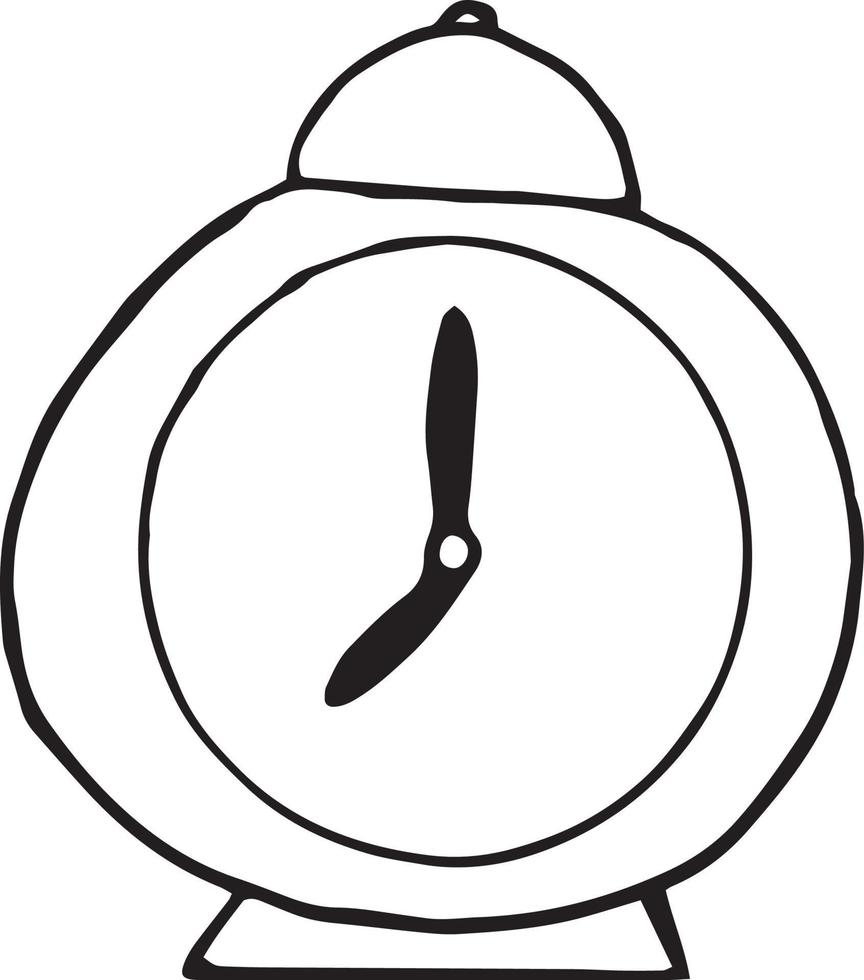 alarm clock hand drawn in doodle style. , scandinavian, monochrome. single element for design sticker, icon. time vector