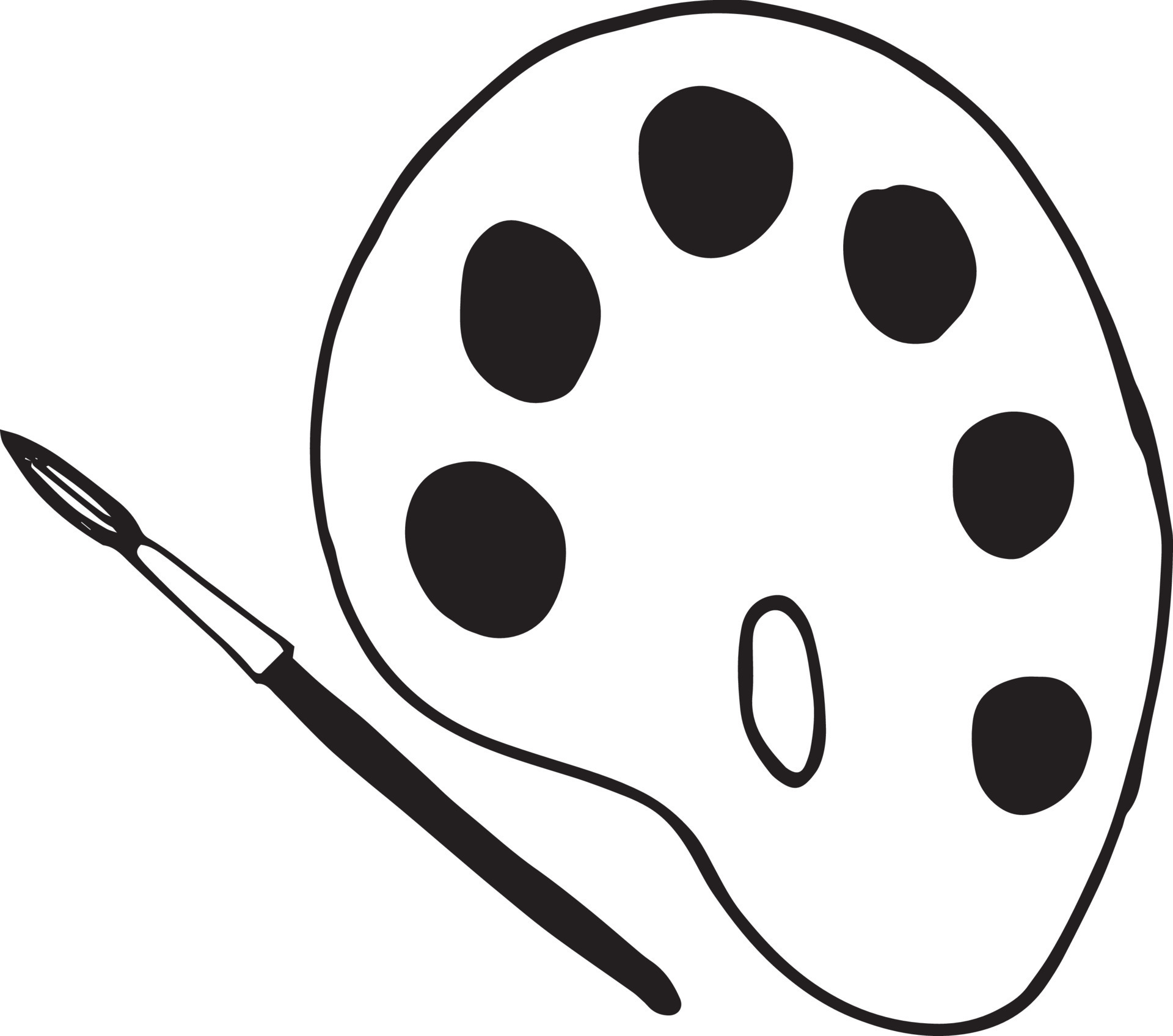 paint, palette and brush hand drawn in doodle style. , scandinavian