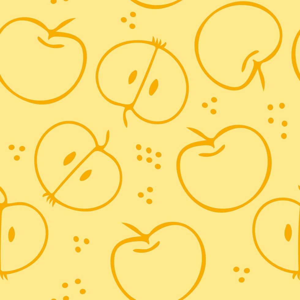 apples seamless pattern hand drawn in doodle. fruits in a simple line style. vector