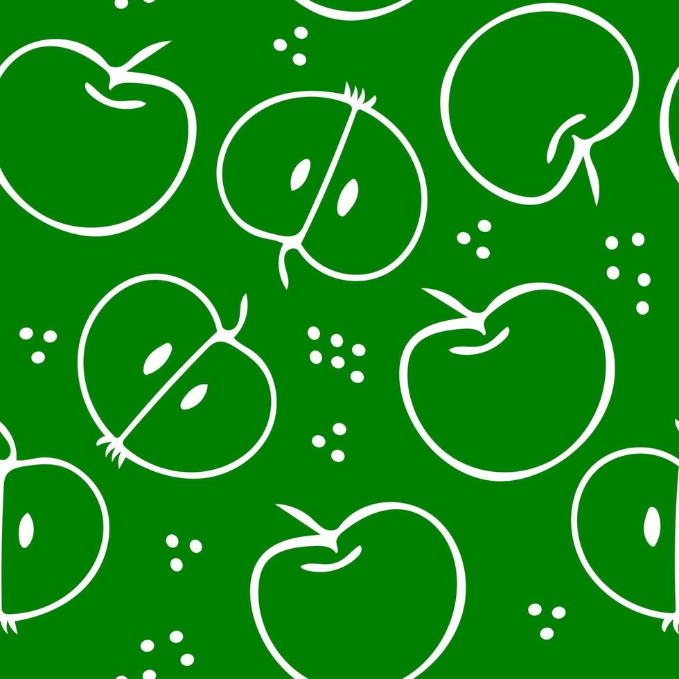 apples seamless pattern hand drawn in doodle. fruits in a simple line style. vector