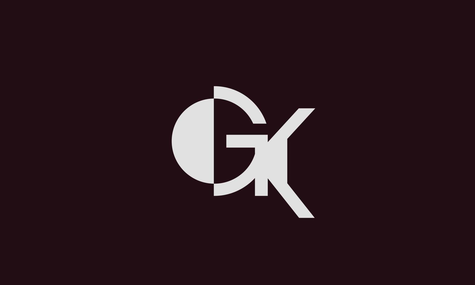 letras del alfabeto iniciales monograma logo gk, kg,g y k vector