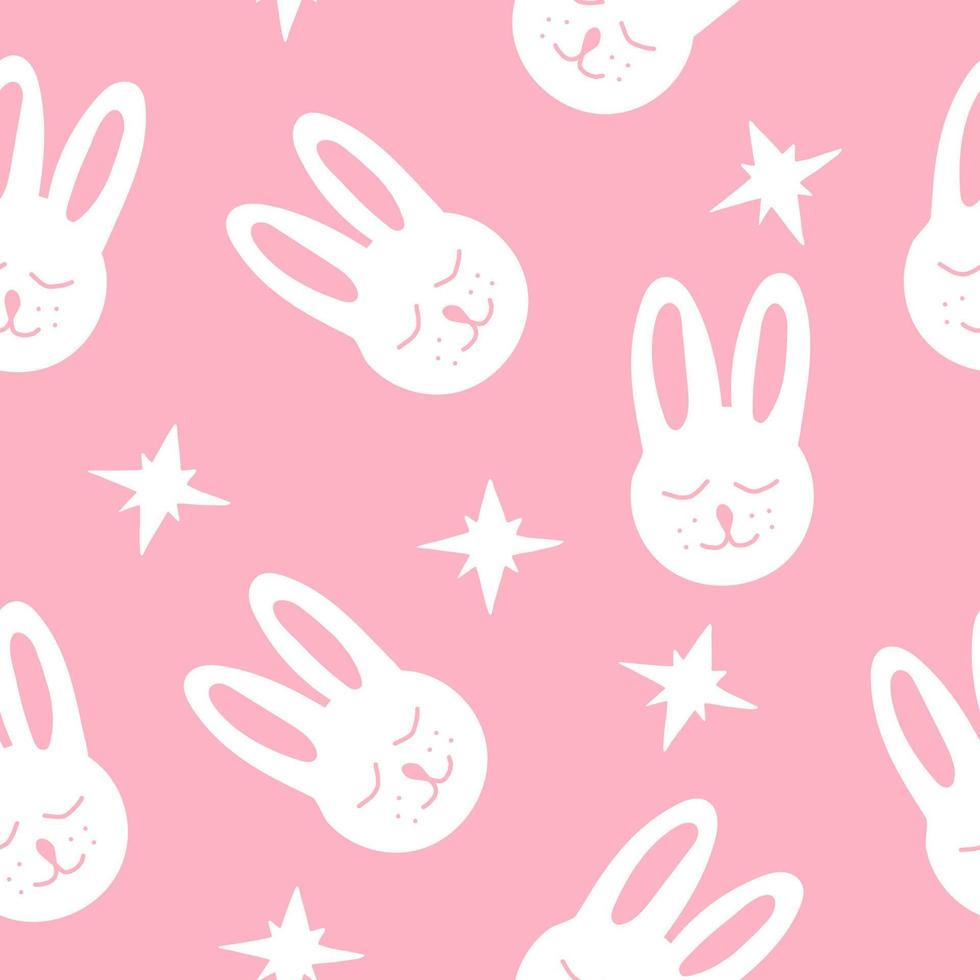 bunny seamless pattern hand drawn. , minimalism. textiles, wallpaper, wrapping paper cute baby print vector