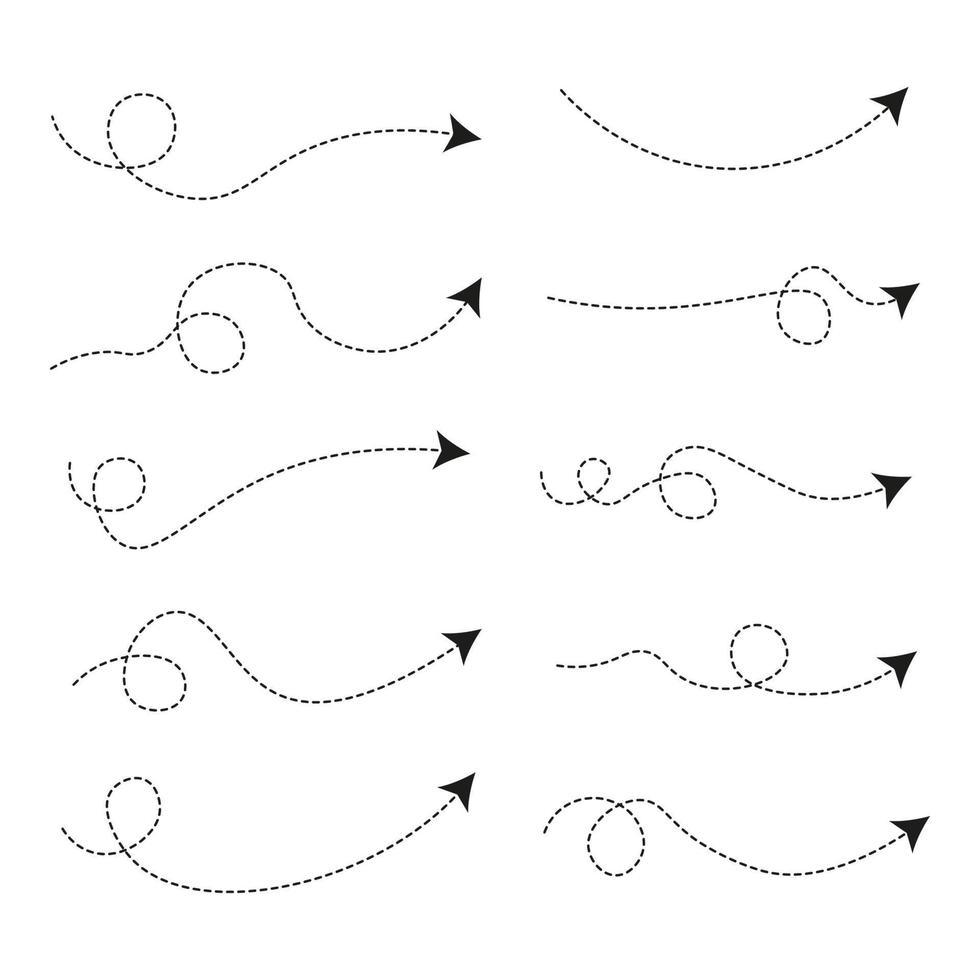 conjunto de flechas de línea discontinua vector