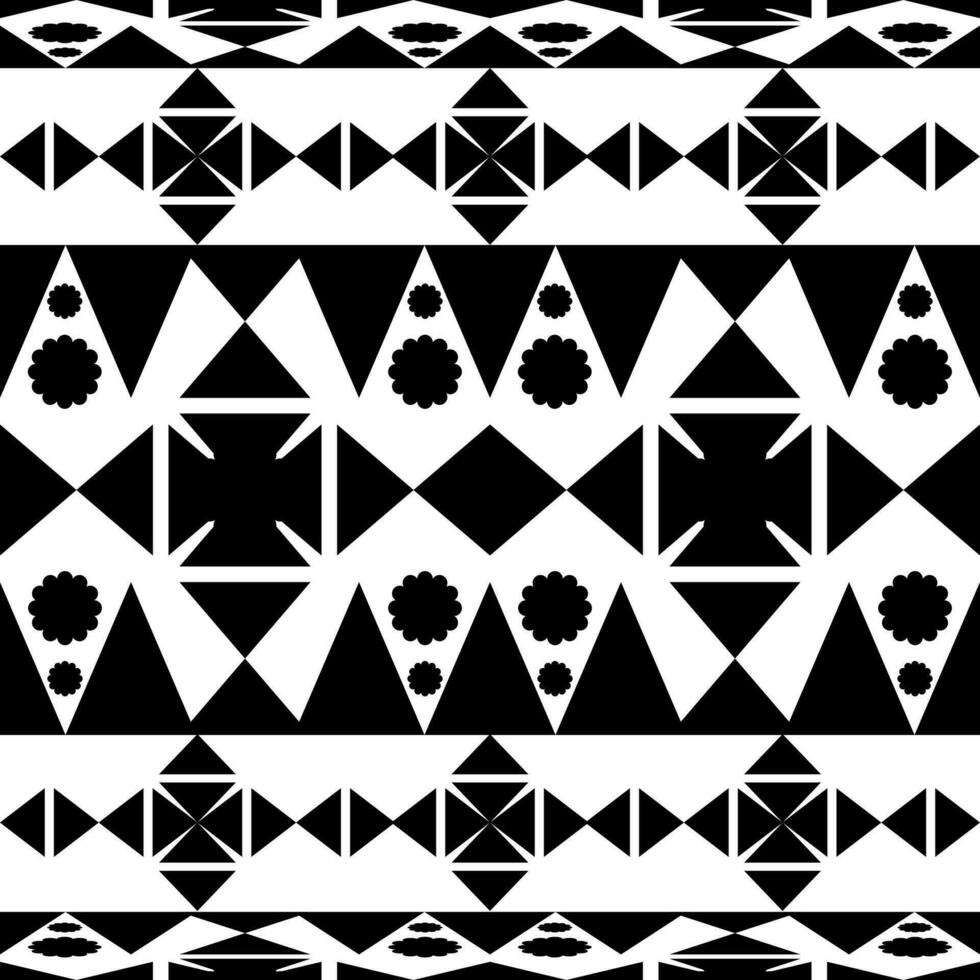 Abstract black and white seamless pattern, symmetrical triangle and round shape for decoration. vector