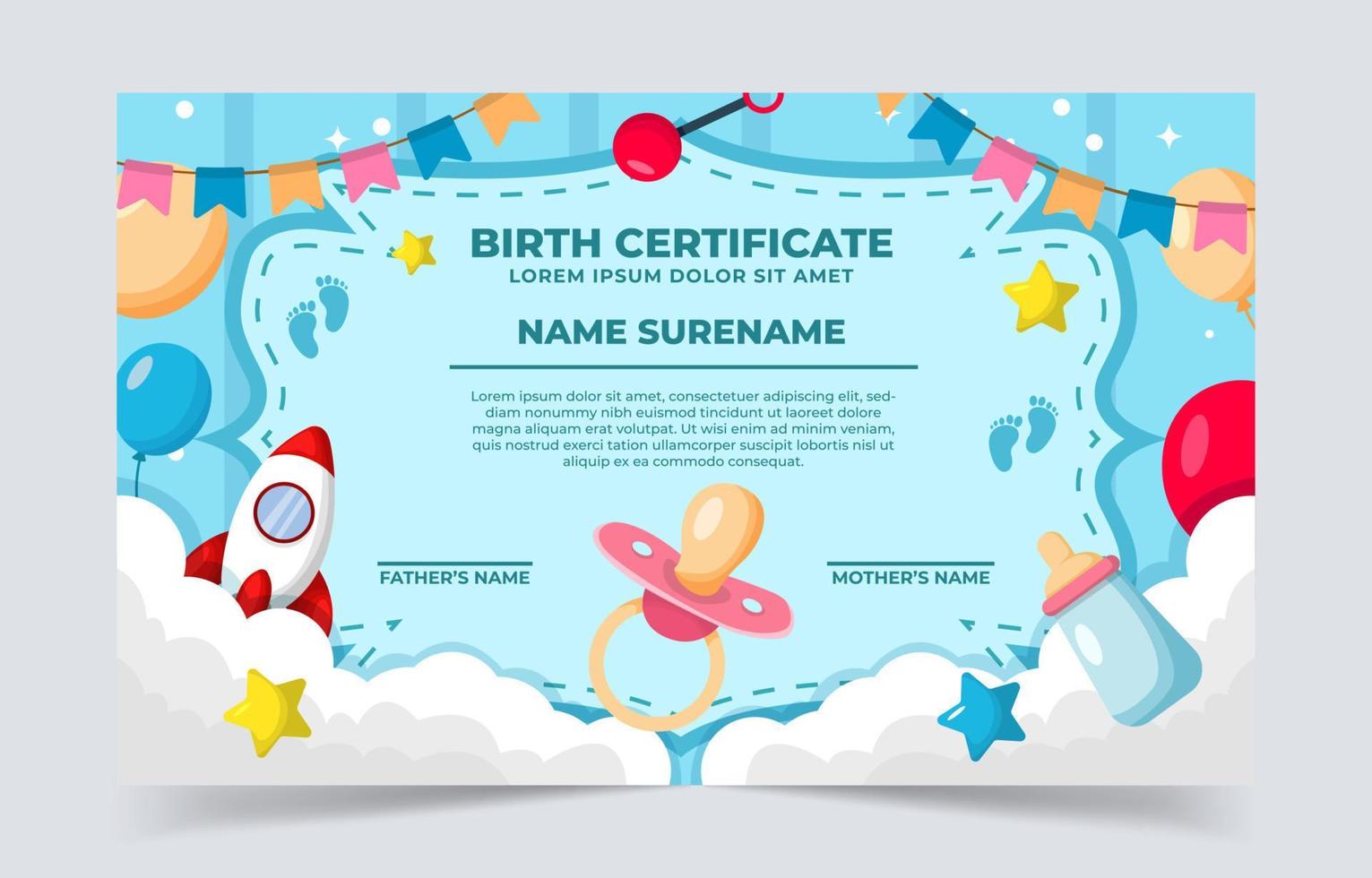 Bornday Certificate Template vector