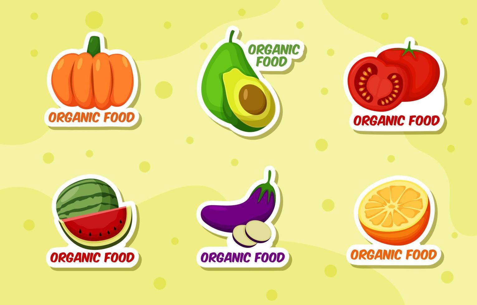 Organic Food Shopping Stickers Set vector