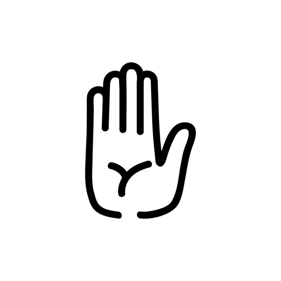 guessing on the hand icon vector. Isolated contour symbol illustration vector