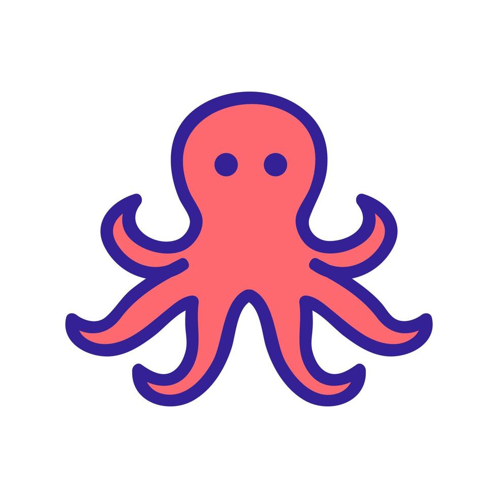 ilustración de contorno de vector de icono de pulpo de océano peligroso