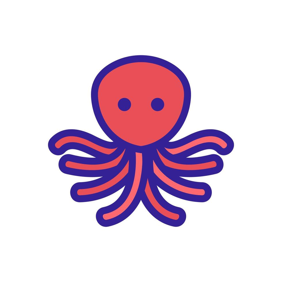 pulpo aterrador con muchos tentáculos icono vector ilustración de contorno