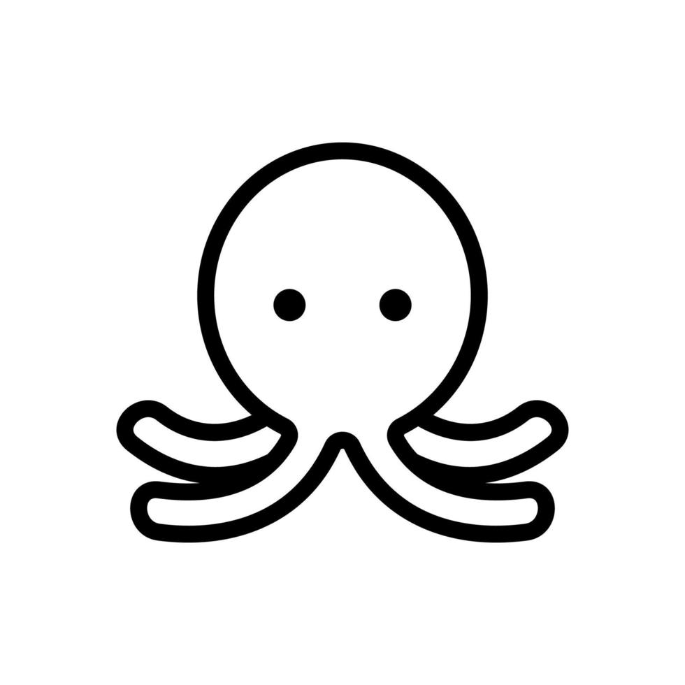 four tentacle squid with huge head icon vector outline illustration