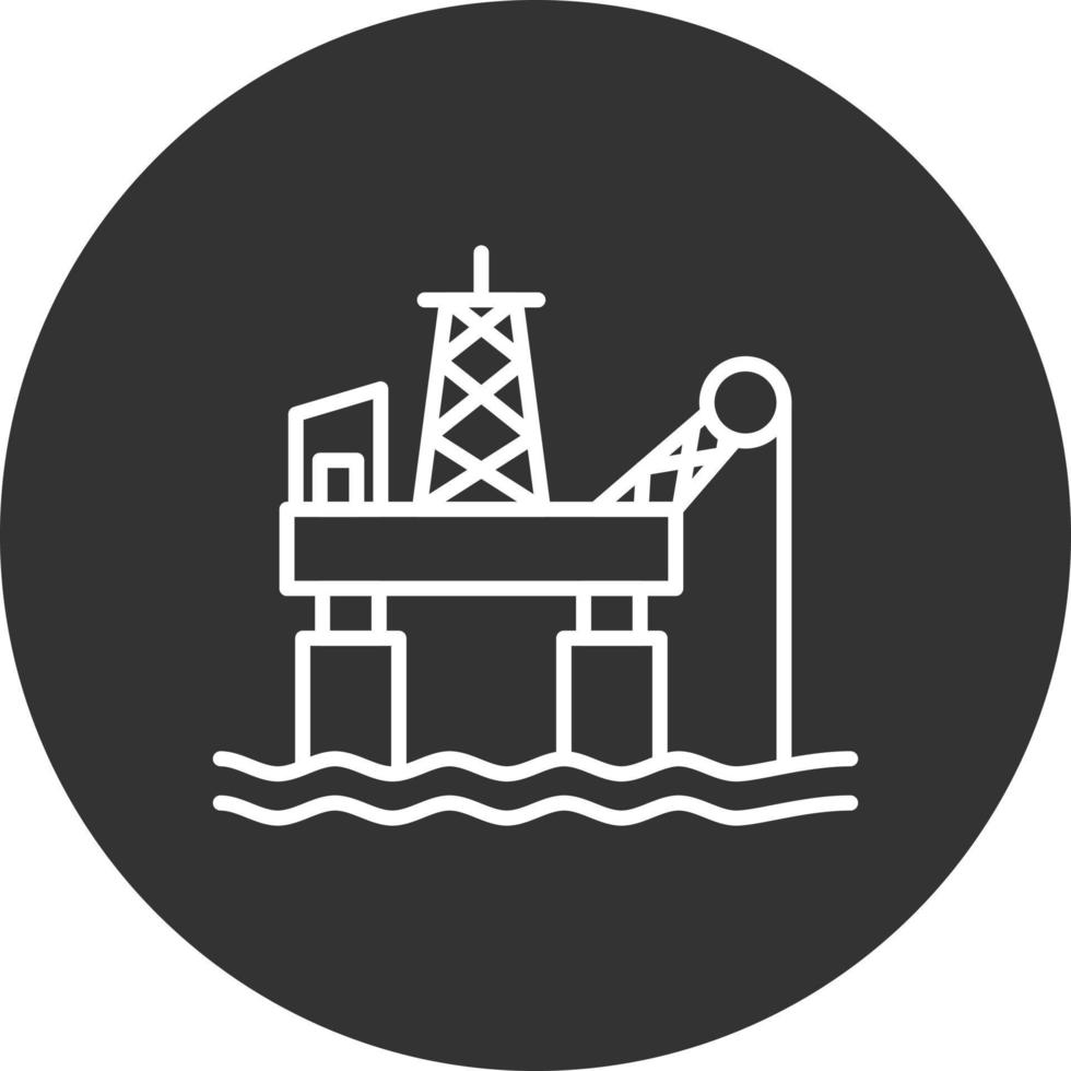icono invertido de la línea de la plataforma petrolera vector