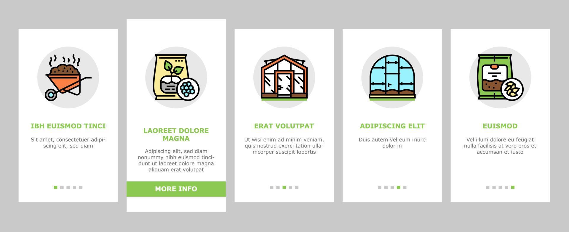 Gardening Equipment Onboarding Icons Set Vector
