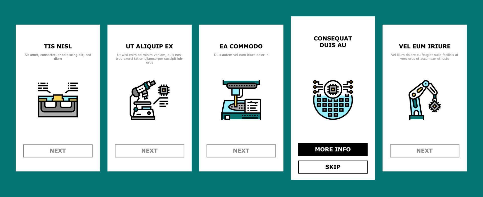 Semiconductor Manufacturing Plant Onboarding Icons Set Vector