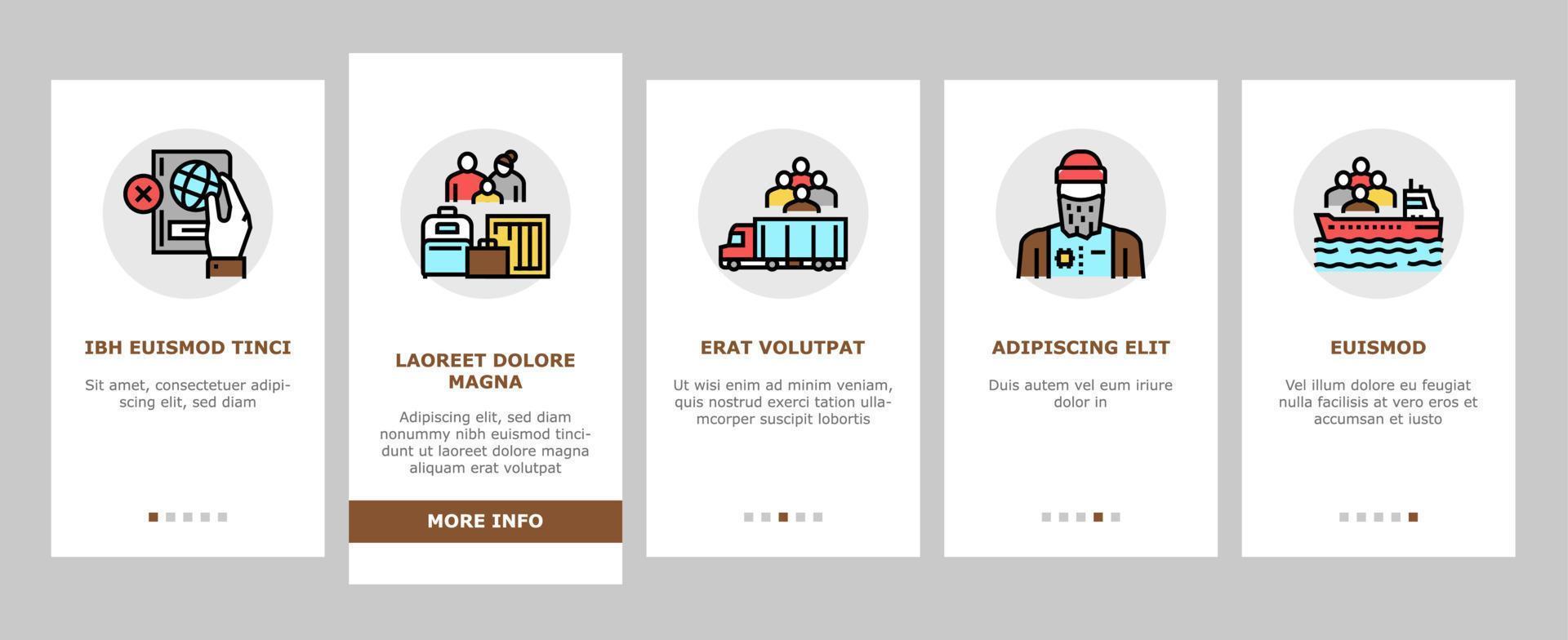 Refugee From Problem Onboarding Icons Set Vector