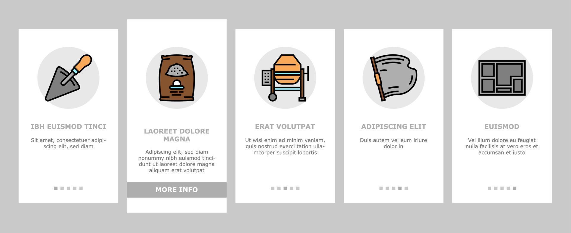 Concrete Production Onboarding Icons Set Vector