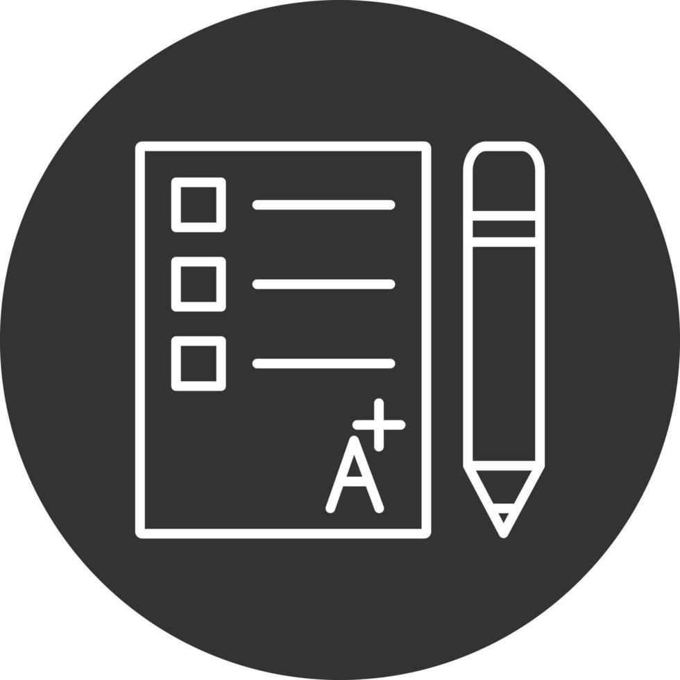 icono de línea de examen invertida vector