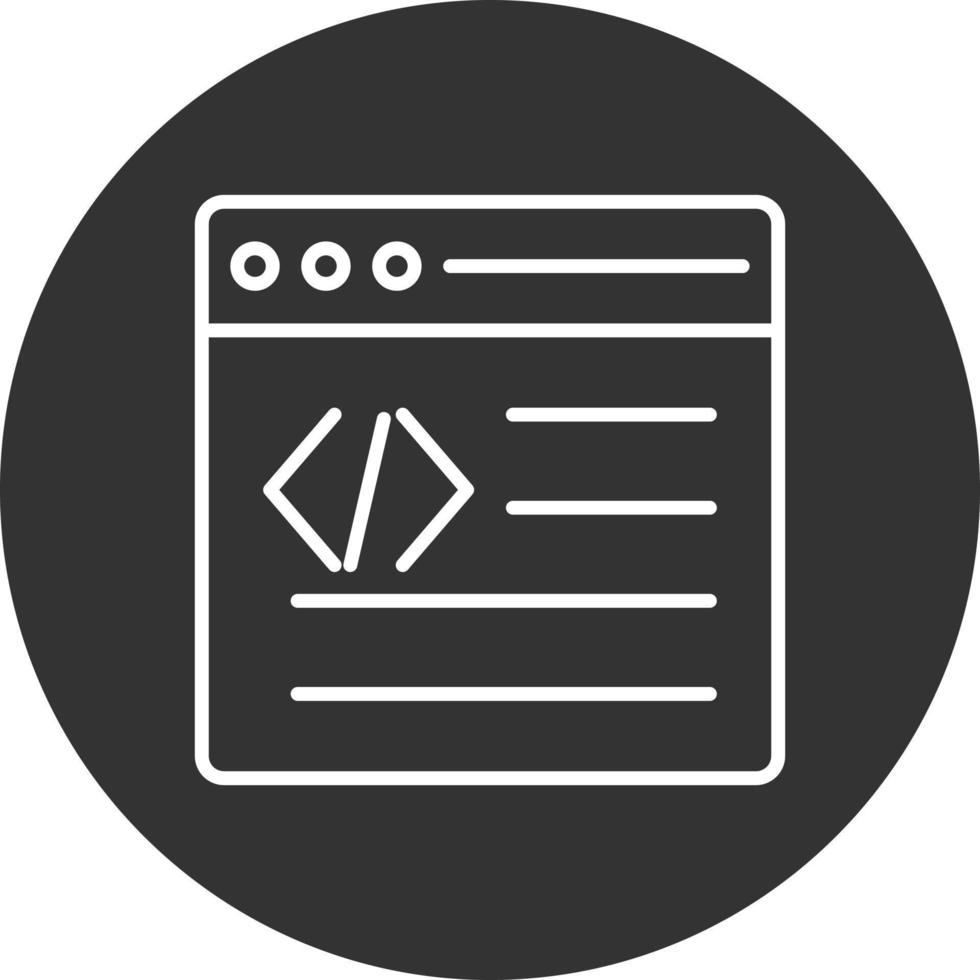 icono de línea de programación web invertida vector