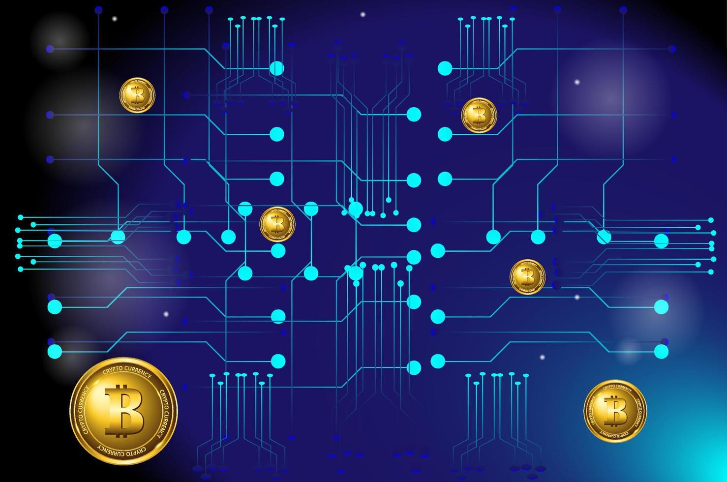 bit coin cryptocurrency on network illustration vector