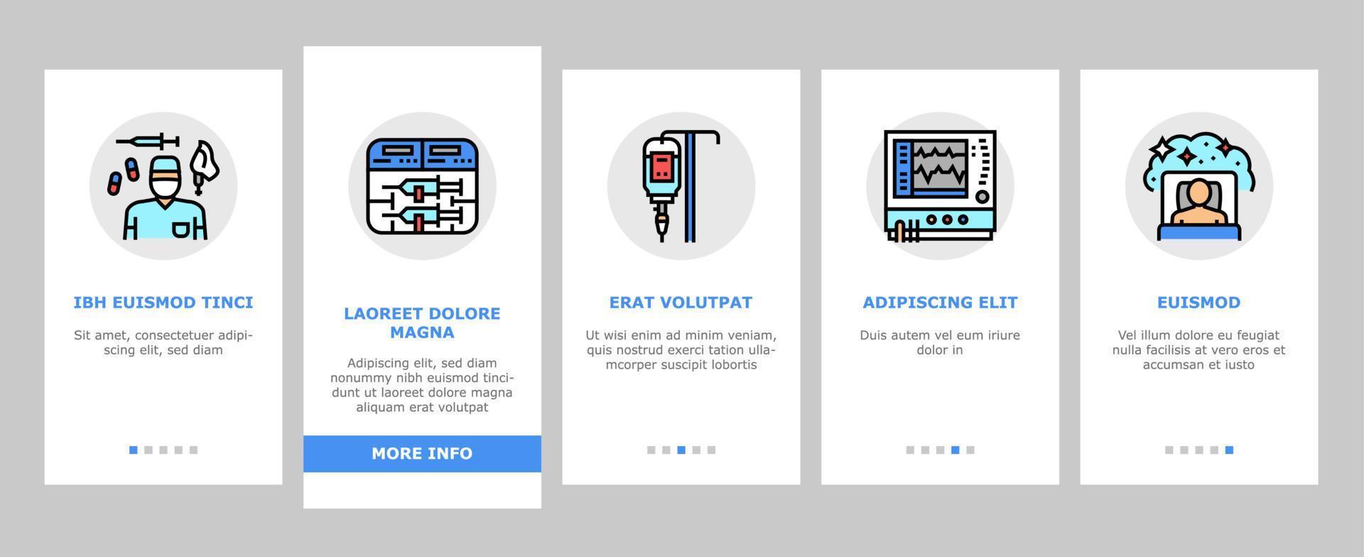 Anesthesiologist Tool Onboarding Icons Set Vector